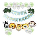 Combo Kit Cumpleaños  Globos Animalitos Selva Decoración