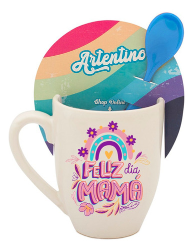 Taza Cerámica Jarro Café Té Cuchara Regalo Turismo Argentina