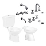 Inodoro Con Mochila Bidet Griferia Completo Fv Newport