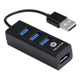 Mini Carregador Com 4 Portas Hub Usb 2.0 Preto Bright