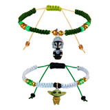 Pulsera Tejida De Mando Y Bebé Verde Orejón