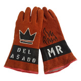 Guantes Asador Cuero Reforzado Kevlar Parrilla Personalizado