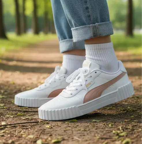 Tenis Puma Carina Casuales 3.0 Mujer - 40036506 Blanco / Rosa Moda Estilo Urbano