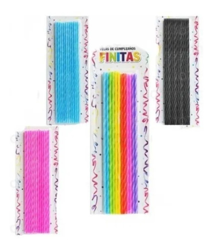 Pack Velas De Cumpleaños Finitas Largas X 24 Unidades Fiesta