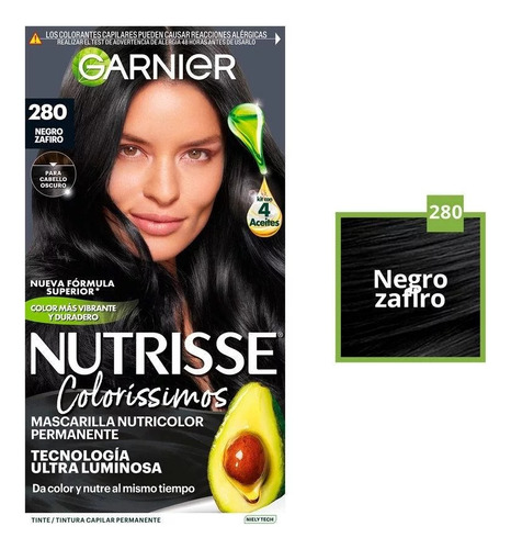 Tinte Garnier Nutrisse Mascarilla Color 280 Negro Zafiro