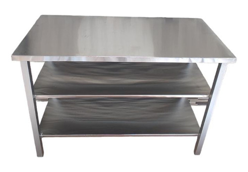 Mesa Meson Todo En Acero Inox 120x60 Doble Entrepaño