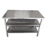 Mesa Meson Todo En Acero Inox 120x60 Doble Entrepaño