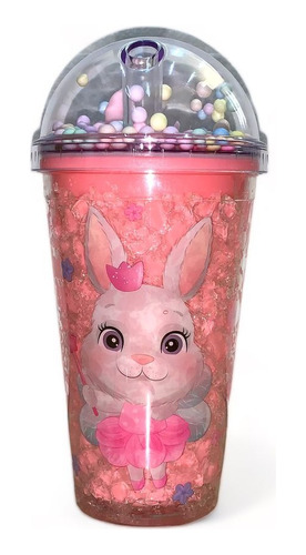 Vaso De Animales Hidrogel Neon Figuras Con Popote