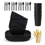 Set Vajilla Cuadrada 24 Uds. Wheat Straw - Camping Party