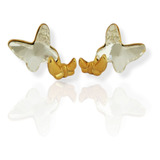 Aretes Mariposas Cristal  Champágne Oro Laminado.