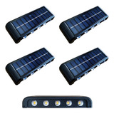 Kit Com 4 Arandela Solar 10 Leds Jardim Escadas Muros Prova