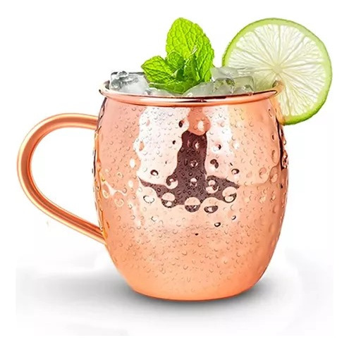 Jogo 4 Caneca Moscow Mule Cobre Martelada Drink Bar 500ml