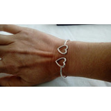 Pulsera Esclava Corazones Plata 925 Ajustable