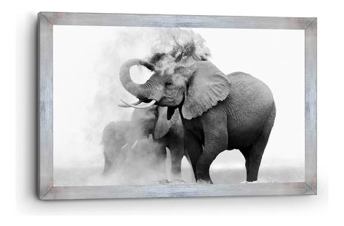 Cuadro Canvas Marco Clásico Elefante Sobre Tierra 60x90cm