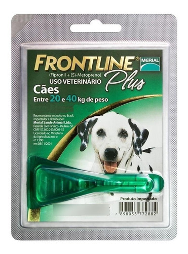 Pipeta Antipulgas Frontline Plus Perros De 20 A 40 Kilos