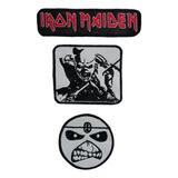 Kit 3 Patchs Bordado Iron Maiden, Aplique, Adesivo, Rock