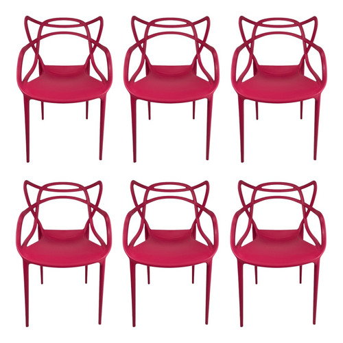 6 Cadeiras Sala Jantar Cozinha Gourmet Top Chairs Magenta 