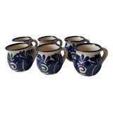 Set 6 Pz Tazas De Cerámica Decorado Tipo Talavera