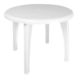 Mesa De Plástico Redonda Desmontável Branca Antares Cor Branco