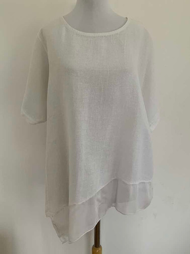 Divina Blusa Blanca Mujer. 100% Lino. Talle Unico #sol1