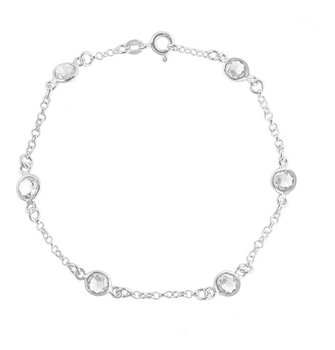 Bracelete Pulseira Feminina Pedra Ponto De Luz Prata 925