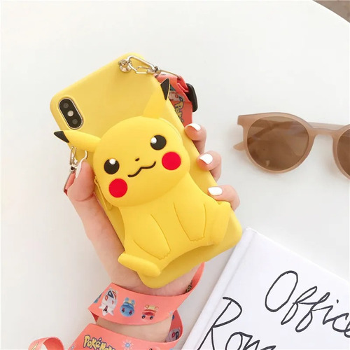 Funda Para iPhone Pokémon Pikachu Guarda Airpod Llaves + Kit