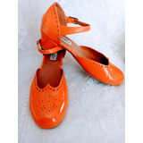 Zapato Oxford Taco Bajo, Gandarva Talla 40 Naranja