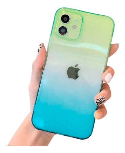 Capa Capinha Para iPhone 11 Luxo Degrade Verde Azul