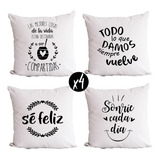 Almohadones Decorativos 40x40 Frases Motivación Pack 4 Unid