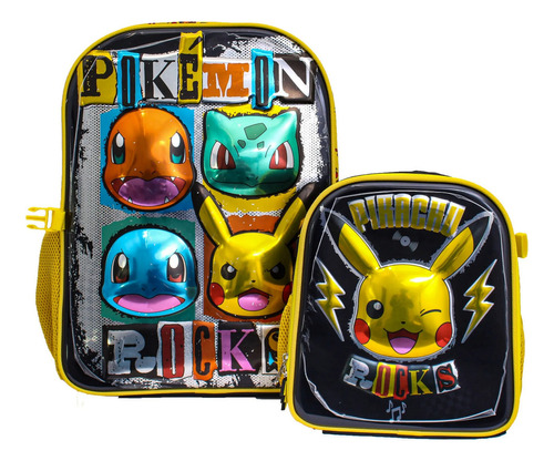 Mochila Y Lonchera Pokemon, Pikachu Original Primaria Ruz