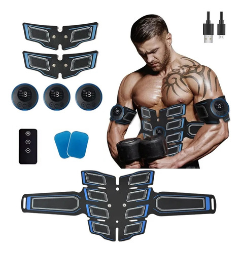 Kit Estimulador Muscular Abdominal Choque Ems Recarregável