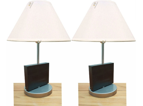 2 Veladores Elegante Mesa Luz Pantalla Lampara Diseño Deco