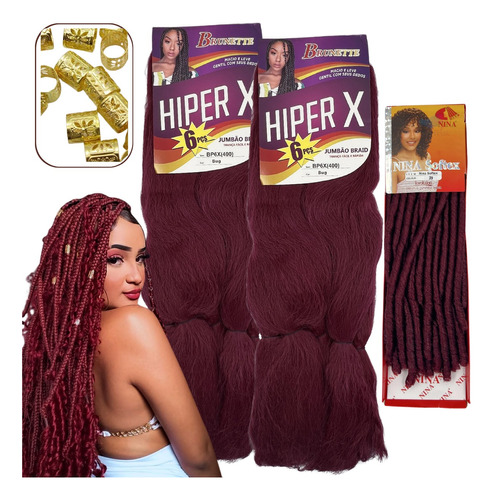 Kit 2 Jumbo + 1 Nina Softex Trança Com Cacho Box Braids