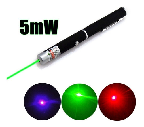 Caneta Laser Pointer 5mw Vermelha, Azul Ou Verde