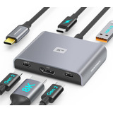 Usb C Hub Hdmi 8k Adaptador, Techtobox 5 En 1 Dongle Usb-c A