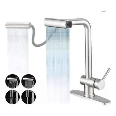Mezcladora Fregadero Vuelta Completa Mezcladora Fregadero Grifo Cocina Tarja Inoxidable,llave Mezcladora De... Plateado