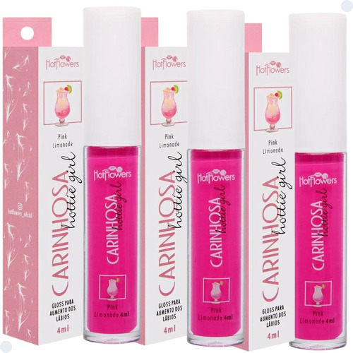 Combo 3 Gloss Labial Carinhosa Hottie Girl Aumento Do Lábios