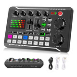 F998 Live Sound Card Audio Mixer Podcast, Voice Changer For