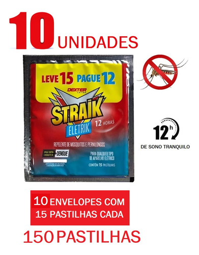 Refil Repelente Elétrico Straik Pernilongos 150 Pastilhas