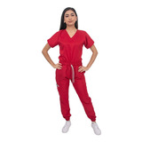 Pijama Quirúrgica Rojo Jogger Antifluidos Dama