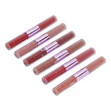 Set De Lápices Labiales Con Purpurina Mate, 6 Unidades, Dobl