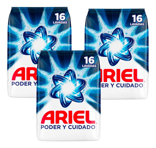 3 Pack Ariel Detergente En Polvo Ropa Poder Y Cuidado 2 Kg