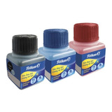 Tinta China 15 Ml Pelikan Negro, Azul Y Rojo