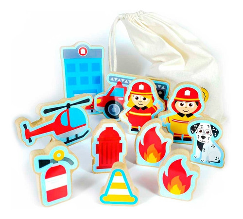 Mis Aventuras Madera Bombero Figuras Juegos Didacticos Niños