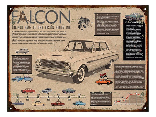 Cartel De Chapa Publicidad Auto Ford Falcon 20x28cm