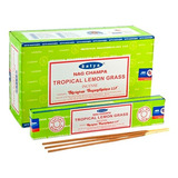 Sahumerios Satya Nag Champa - 12 Unidades Fragancia Tropical Lemon Grass