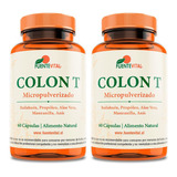 Colon T Fv 2 Frascos 60 Capsulas C/u. Colon Irritable Gases Sabor Natural / Colmax T