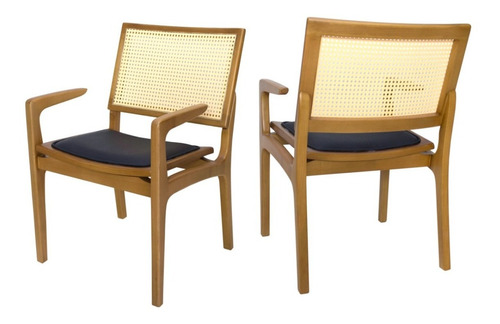 2 Cadeiras Palhinha C/ Braço Madeira Maciça Frete Grátis*
