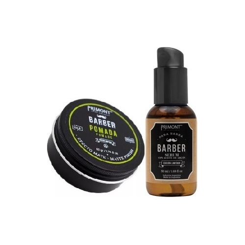 Kit Pomada Mate Y Serum Aceite Barber Cuidado Barba Primont