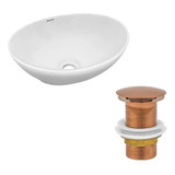 Cuba Porcelana Cerâmica Louça Oval + Válvula Click Rose Gold